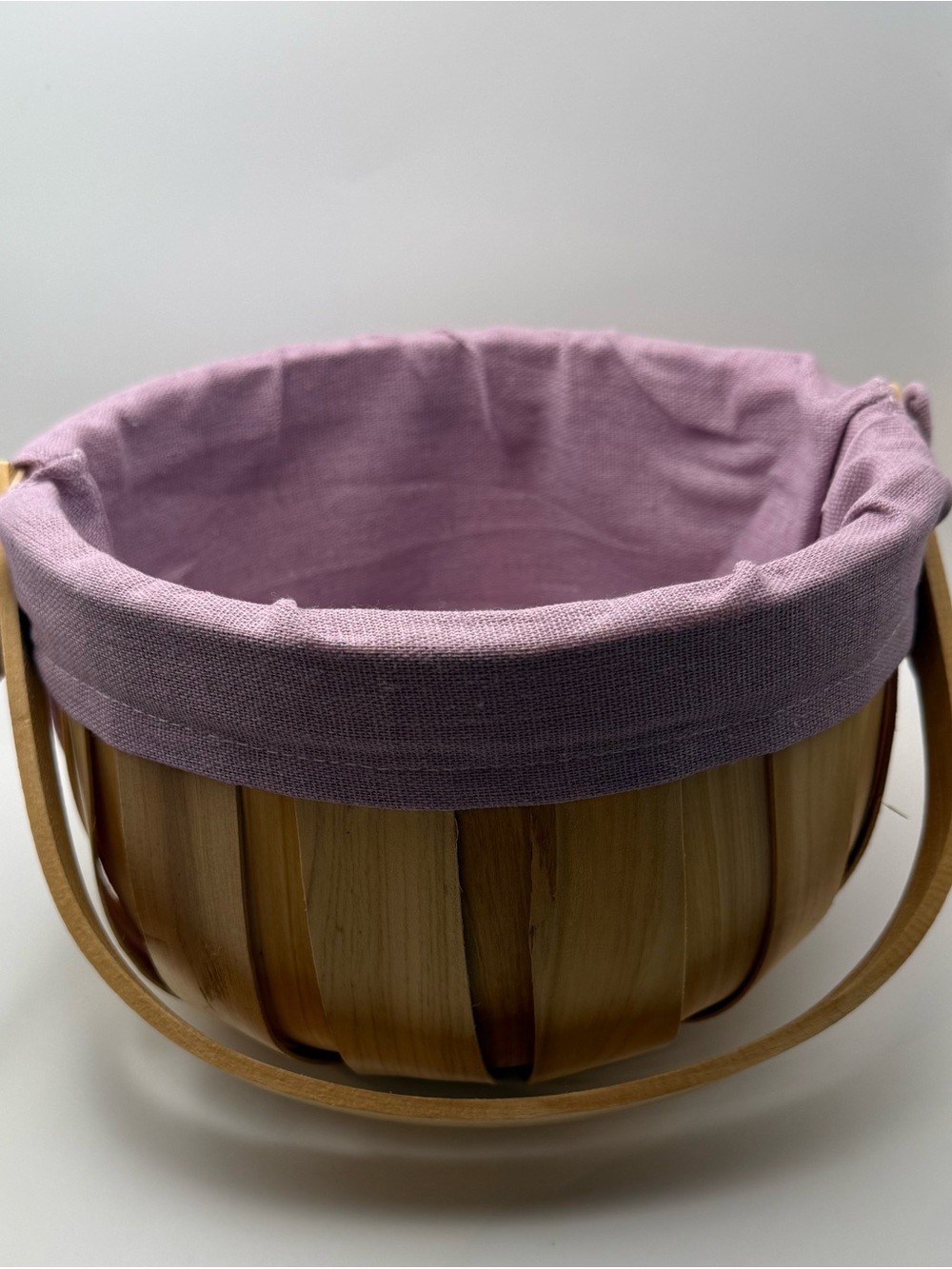 Source Unknown Lavender-Lined Wooden Basket